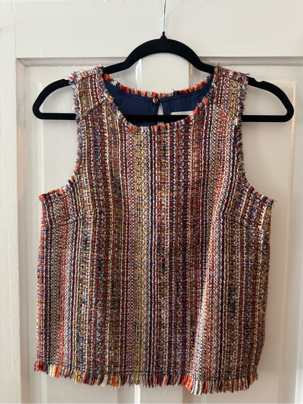 Maeve Navy Lined Multicolor Tweed Shell